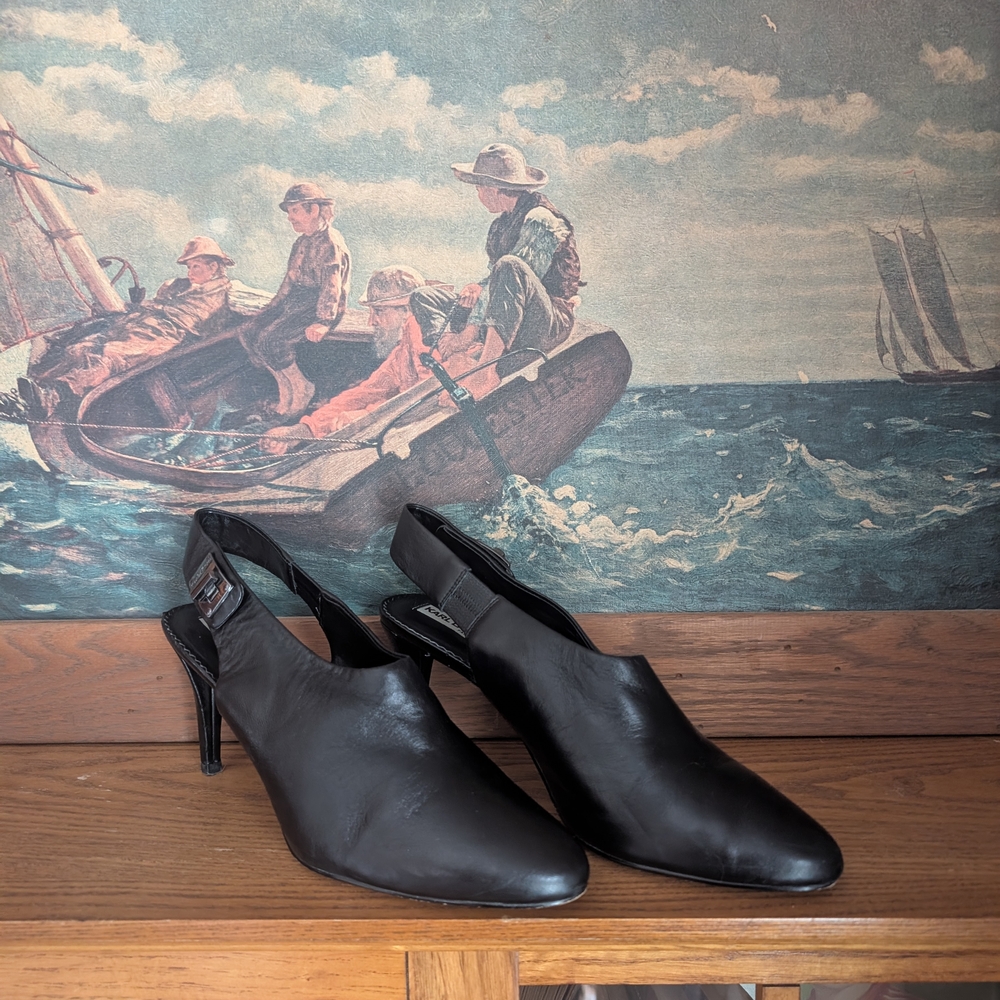Vintage, Karl Lagerfeld, Slingback, Leather Heels
